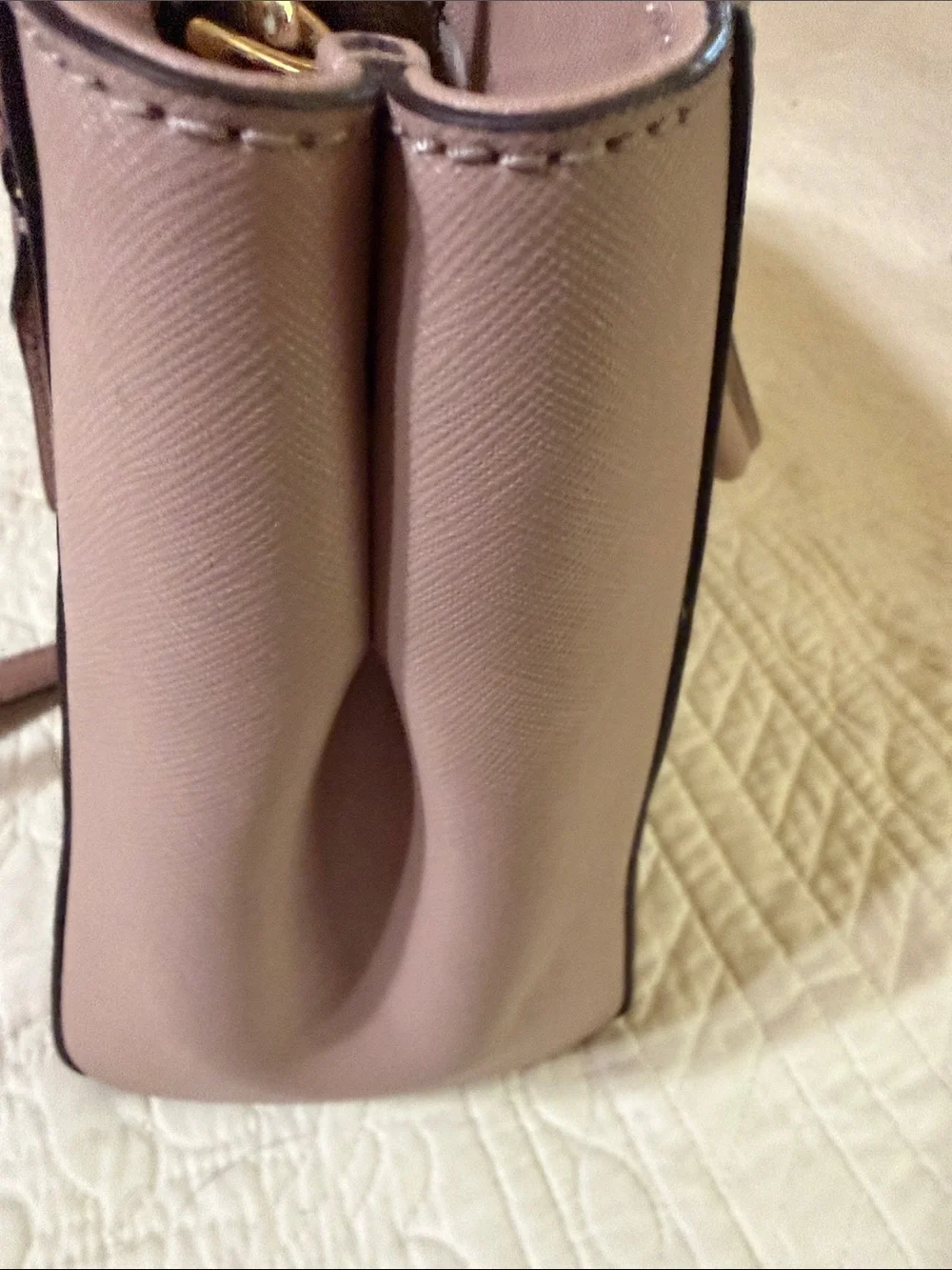 Michael Kors Mauve Leather Satchel with Gold Hardware. Long strap included.